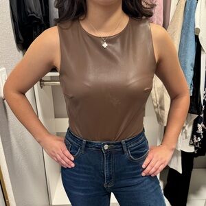 Express leatherette bodysuit
